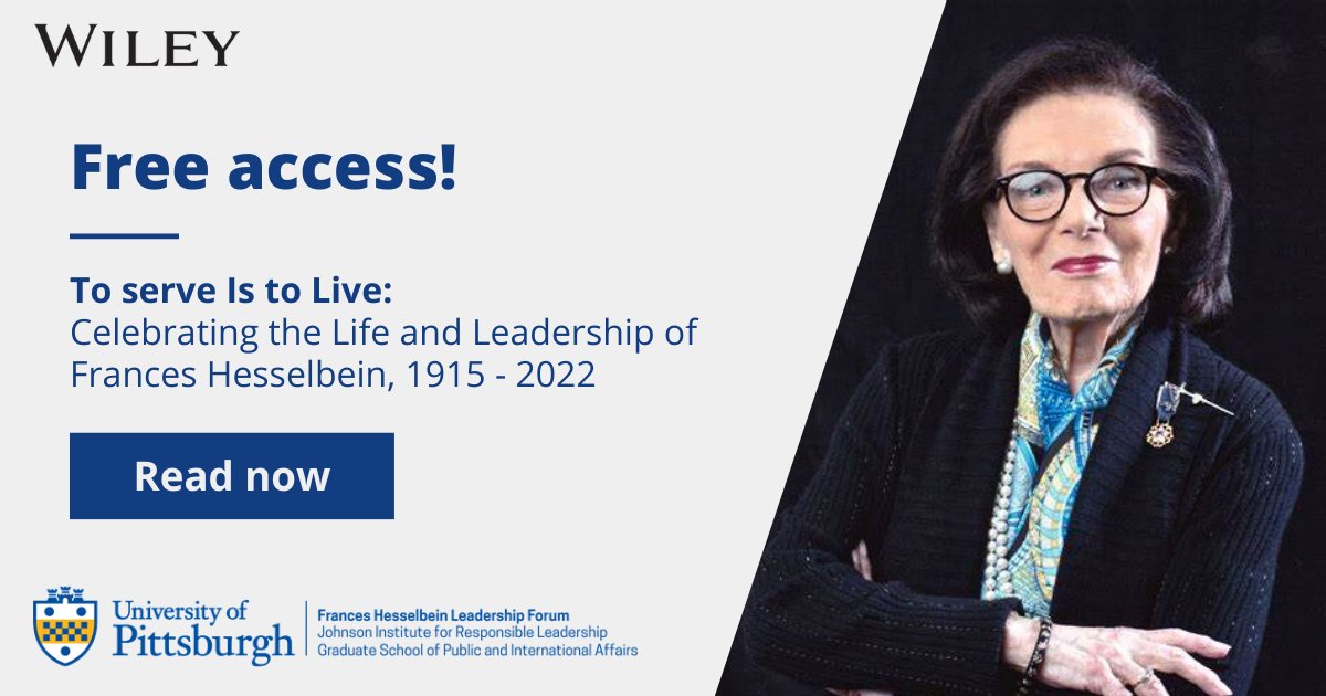 #FreeAccess during November! #LeadertoLeader is honoring the extraordinary life and legacy of Frances Hesselbein, the journal's Founder and longtime Editor-in-Chief, with a collection of some of her most insightful columns. @GSPIA Read now 📖: ow.ly/BQw050Q4EPU