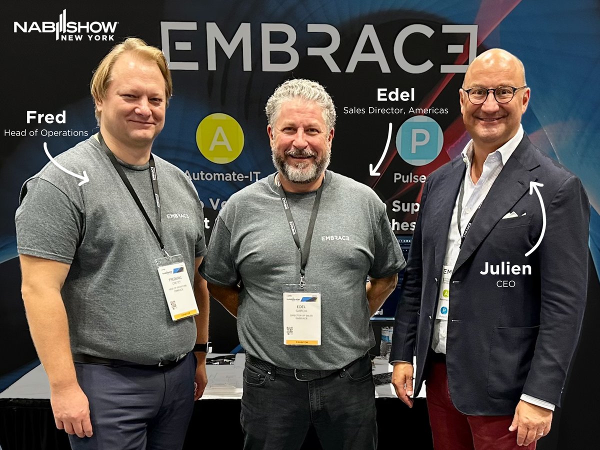 A few days ago... <a href="/Embrace_media/">Embrace</a> exhibited at the <a href="/NABShow/">NAB Show</a> in New York! 🇺🇸
It was a pleasure to meet all of you in person and discuss end-to-end media supply chain orchestration and promo versioning challenges. Thank you for joining us.
#Media #Entertainment #MediaSupplyChain