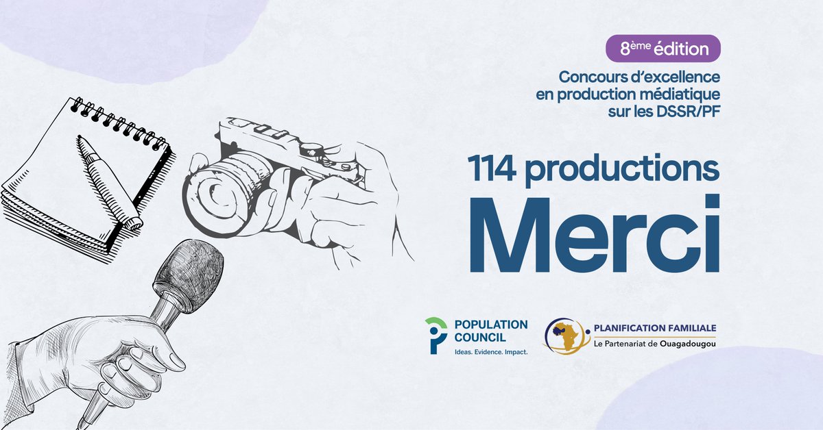 POuagaPF's tweet photo. Découvrez les lauréats du 8e concours d'excellence en production médiatique sur les DSSR/PF au sein des pays du @POuagaPF. Cette édition a enregistré une participation record avec plus de 𝟏𝟎𝟎 œ𝐮𝐯𝐫𝐞𝐬 𝐬𝐨𝐮𝐦𝐢𝐬𝐞𝐬. Les lauréats proviennent du Bénin, du Burkina Faso, de la Côte d'Ivoire et du Mali. Les récompenses seront officiellement remises lors de la #RAPO2023.

📍https://t.co/gtSKszDen3