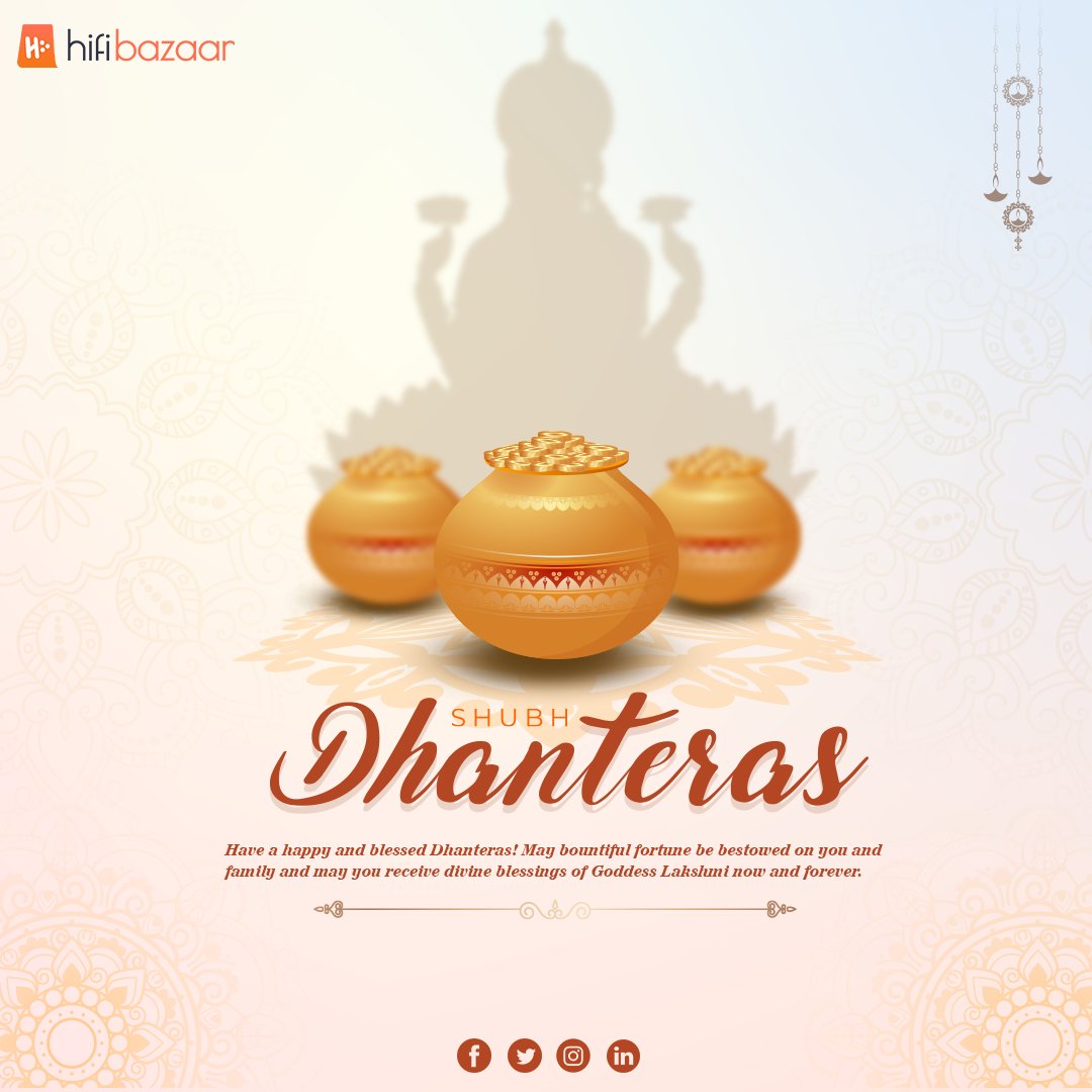offhifibazaar's tweet photo. May this Dhanteras bring you an abundance of wealth, prosperity, and happiness. May your home be filled with the blessings of Goddess Lakshmi and Lord Kuber.
Happy Dhanteras!
#Dhanteras #dhanteras2023 #Diwali #LakshmiPoojan #Festivities #HappyDhanteras #Diwali2023 #DiwaliWithMi https://t.co/3AupQtrisH