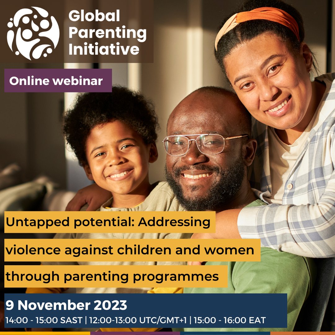 GPI_Parenting's tweet photo. Join us tomorrow, 9 November ๐ for an exciting & informative webinar!๐ซ
We'll learn about the untapped potential of #parentingprogrammes to address violence against children & women. @UNICEFInnocenti @Prevent_Collab @equimundo_org @ICS_SP
Sign up โก๏ธ https://t.co/iX6QGR4AOB https://t.co/8gC640jsx2