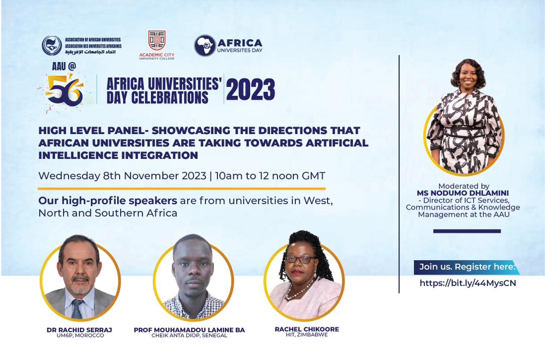 AAU_67's tweet photo. Day 3 of the Africa Universities' Day Celebration is underway! Join the session now. Don't miss out! Register here: https://t.co/uL5q7j0R5c #AfricaUniversitiesDay #HigherEducation #AfricaUniversitiesDay23 #AIinHigherEducation #AAUat56 https://t.co/BSoF8Gnm0U