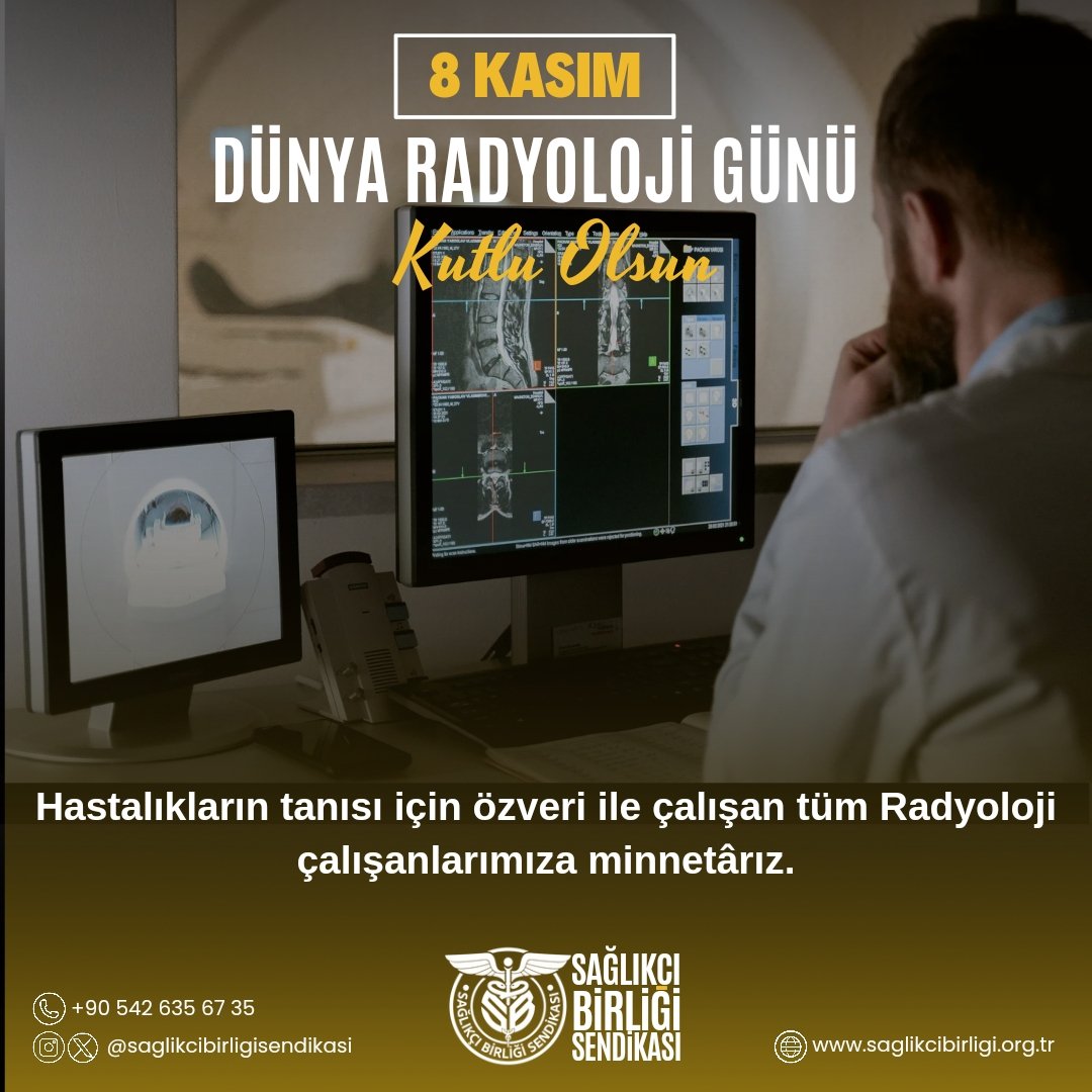 SaglikciBirligi's tweet photo. Radyoloji Meslek Komisyonumuz ile tüm Radyoloji çalışanlarının özlük, sosyal ve mali haklarının peşindeyiz. Bu özel günde tüm Radyoloji çalışanlarımızın gününü kutlarız!
#DünyaRadyolojiGünü https://t.co/sdakfaN8B9