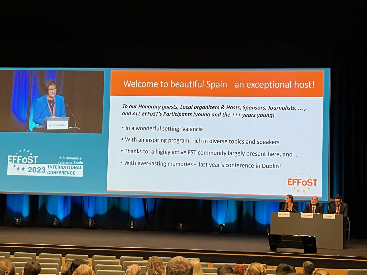 UCDFoodHealth's tweet photo. @EFFoST is back for another year, this time in Spain. Our former director, Professor Dolores O'Riordan, EFFoST President is seen here welcoming the delegates. Dr Aleksandra Konic Ristic presented at the conference.

#effost23 #foodsciene #foodresearch https://t.co/posFF1CnWM