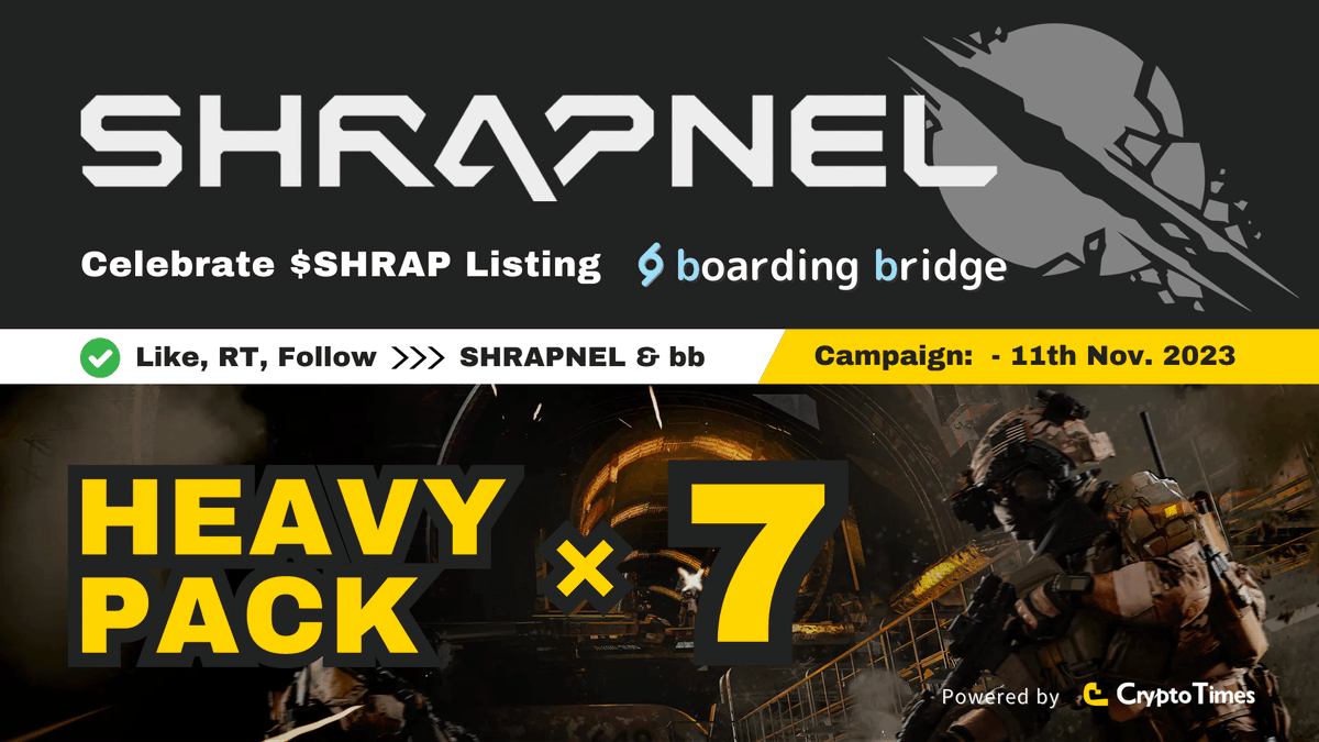 bb_jpdao's tweet photo. 【総額$700】SHRAPNEL × bb
$SHRAP 上場記念Giveaway✈️

🎁 Heavy Pack × 7名

✅ Like, RT & Follow↓
@playSHRAPNEL & @bb_jpdao

✅ Verify ▶️ https://t.co/F5aEVQB4zo

「SHRAPNEL」とは
BAFTA & Emmyアワードの受賞履歴を持つチームが開発を手がける、AAAシューティングゲーム
後日bbでのAMA開催も！？ #pr

🆙引用RTで当選率アップ！