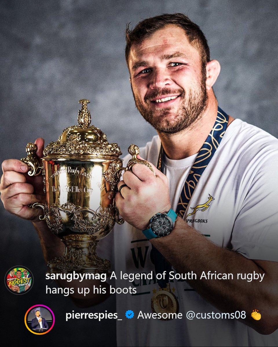 Double Rugby World Cup-winning Springbok No 8 Duane Vermeulen has announced his retirement 🇿🇦 8⃣