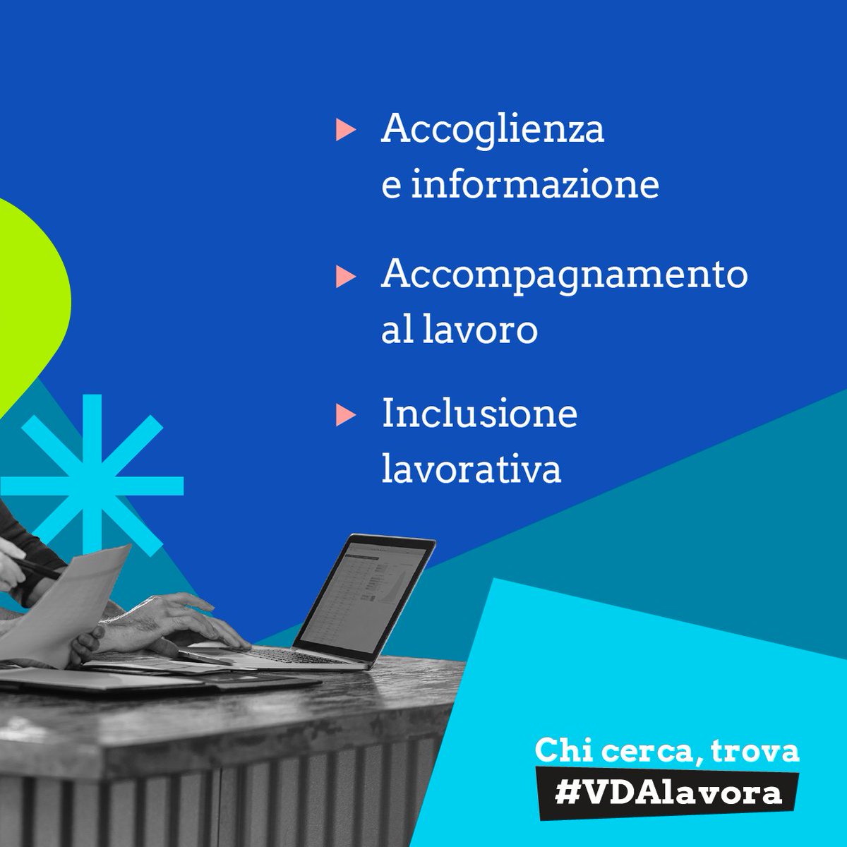 Ti accompagniamo nella ricerca di un lavoro.

Scopri tutti i servizi pensati per te.

👉 Per saperne di più vai su bit.ly/3RrL13e
#VDALavora
