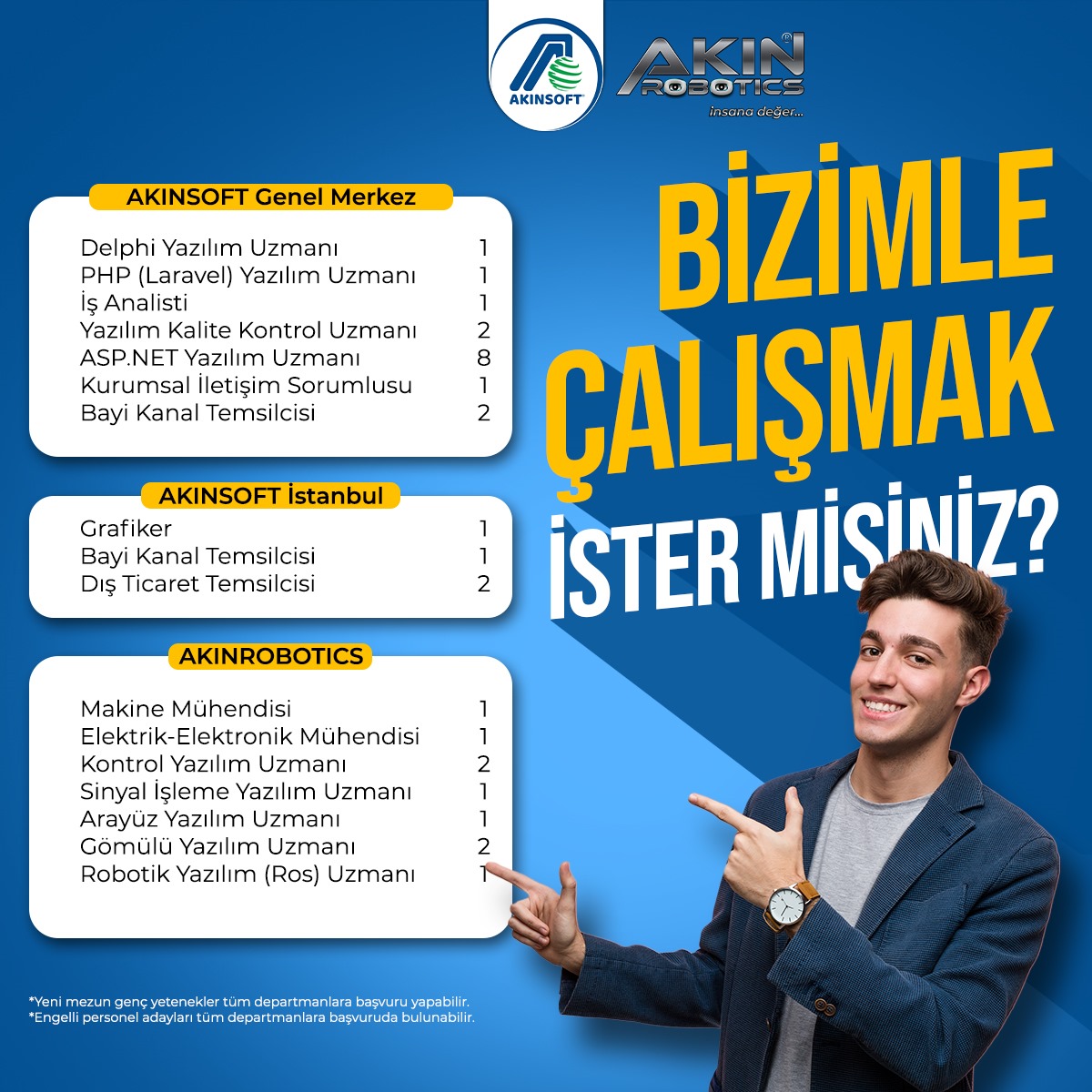 akinsoftyazilim's tweet image. Türkiye’nin Yazılım ve Robotik Markası AKINSOFT - AKINROBOTICS ailesi içerisinde yer almak için başvurularınızı
akinsoft.com.tr web sitemizden yapabilirsiniz.
#işilanı #akinrobotics #akinsoft