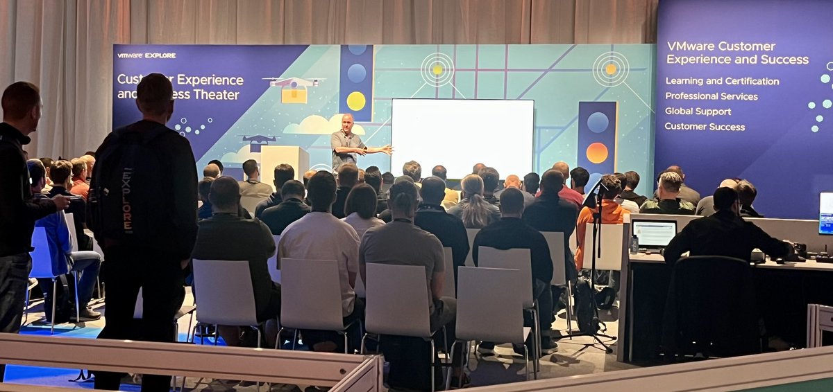 VMwareEducation's tweet photo. At @VMwareExplore? Wanna learn more about #VMwareAria Automation? Join #VCI Brian Watrous at the CXS Theater in the Hub at 1pm! https://t.co/KjakV5wP7A