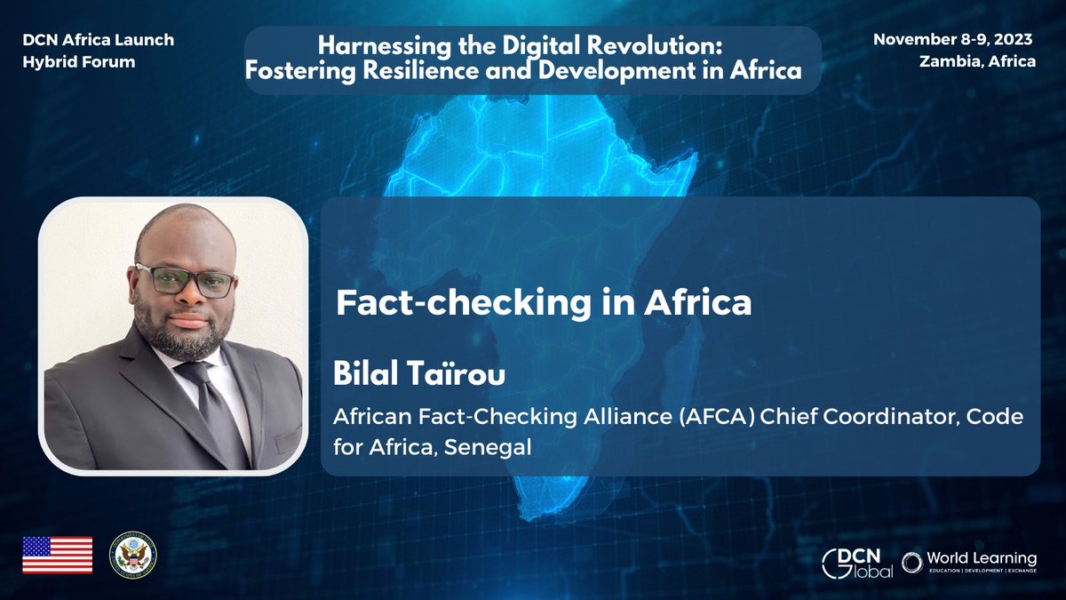 Bilal Taïrou (@bilaltairou) on Twitter photo 📍#Lusaka - DCN Africa inaugural event kicks off today. Meet me in the panel on #FactChecking in Africa. 
#DCNGlobal #DCNAfrica #DigitalTransformation #SustainableDevelopment #disinformation 📍#Lusaka - DCN Africa inaugural event kicks off today. Meet me in the panel on #FactChecking in Africa. 
#DCNGlobal #DCNAfrica #DigitalTransformation #SustainableDevelopment #disinformation