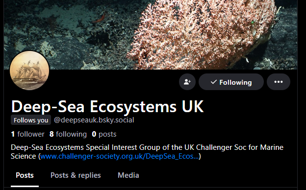 Hi there - since this site is, shall we say experiencing creative direction issues, <a href="/DeepSeaUK/">Deep-Sea Ecosystems</a>  (now curated by @JamesBellOcean) is poking its head out elsewhere. Please come join us if you are too.

This account will stay active for the time being