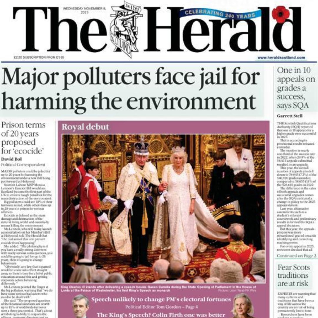 #MSP @MonicaLennon7 is TODAY launching proposals for new Scottish Bill that will criminalise the most severe harms to nature - #ecocide. YOU can respond to the consultation: ecocidelaw.scot @heraldscotland story: heraldscotland.com/news/23908731.… #StopEcocide