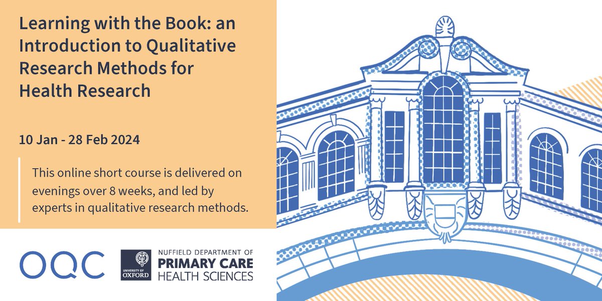 Want to learn more about Qualitative Research in Health? Why not join our Learning with the Book course? 

Led by our expert Catherine Pope, who edited (along with Nicholas Mays) the book that the course is based on. 

For more information and booking: phc.ox.ac.uk/study/short-co…