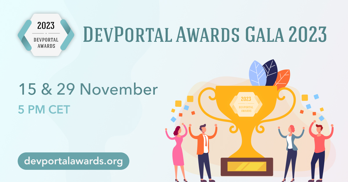 DevportalAwards's tweet image. First Awards Gala is just around the corner!
Don't miss out on the opportunity to gain insights into the future of #API #developerportals: you'll hear interviews with the jurors sharing intel about best practices and key differentiators 💫
Free sign-up:
ow.ly/ivzn50Q5oA7