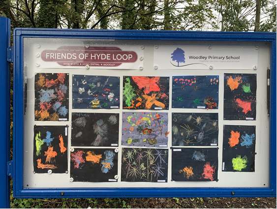 Well done to pupils of <a href="/Woodley_Primary/">Woodley Primary School</a> who have made this eye catching bonfire art display at Woodley Station,  which is adopted by <a href="/FOHLGroup/">Friends of Hyde Loop</a> 
#Hyde #Tameside <a href="/CommunityRail/">Community Rail Network</a>
