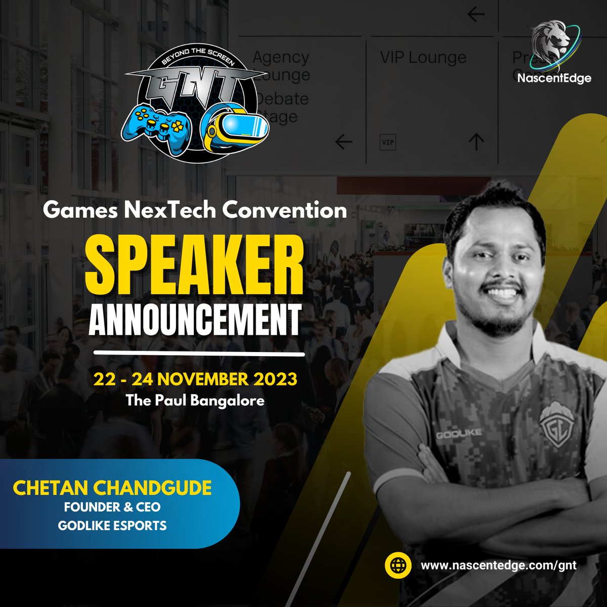We're thrilled to announce that Chetan Chandgude, Founder and CEO at GODLIKE ESPORTS has confirmed their participation in our new event dates. 🗂️ 
For more details, visit:lnkd.in/dGu3YDxz

📅 Date: 22nd - 24th Nov 2023
📍 Venue: Bengaluru, #india

#gamescom #gamedev