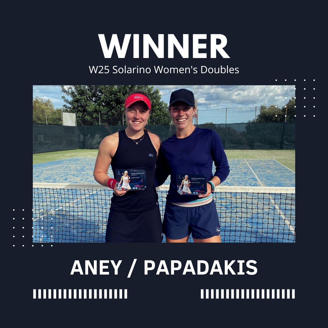 Solarino, Italy
Carpet
W25

Women's Singles: 🇮🇹Lisa Pigato
Women's Singles: 🇺🇸Jessie Aney & 🇩🇪Lena Papadakis

#ITF