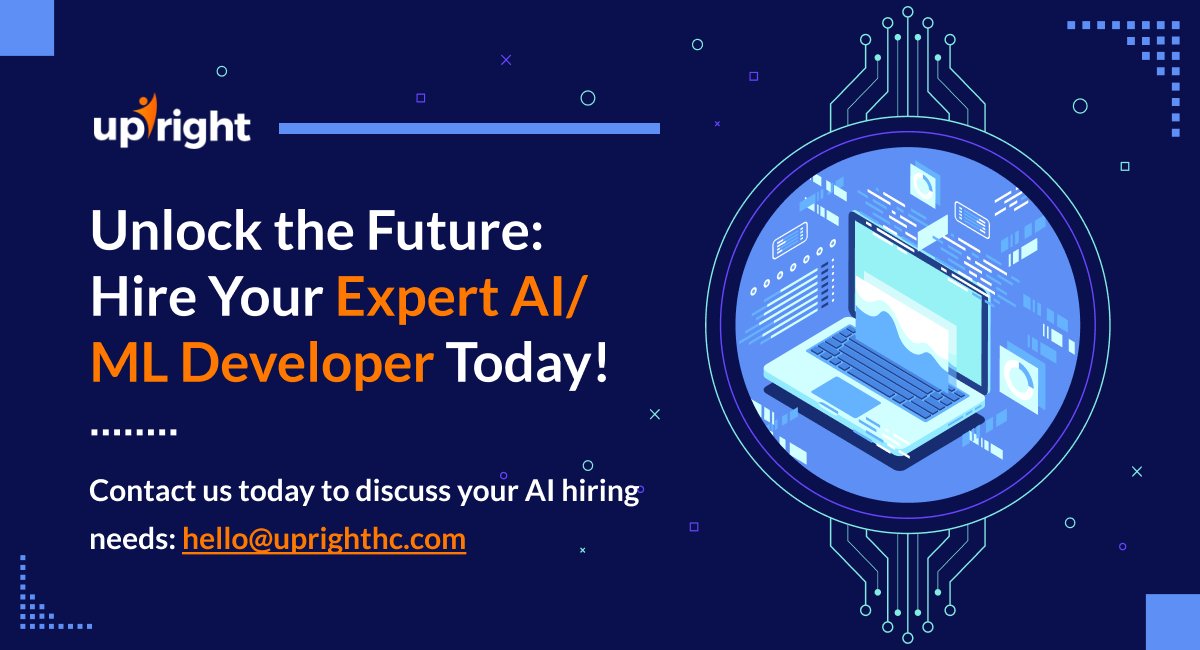 UprightHC's tweet photo. Unlock the potential of AI/ML with UprightHC's top-tier talent hub! 🚀Elevate your projects with expert AI/ML developers. Ready to revolutionize your tech? 
Hire your next star AI/ML developer: https://t.co/IHDIYXOG1Q
#AI #ML #TechTalent https://t.co/NofxObpGzi