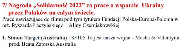 PLinAustralia's tweet photo. 👏 Nasze gratulacje dla @SimonTarget1 i Beaty Zatorskiej❗️
Ich dokument "Masha &amp; Valentyna", o dwóch Ukrainkach, które po rosyjskiej agresji 24 lutego 2022 r. znalazły schronienie w 🇵🇱, otrzymał 1⃣. nagrodę w kategorii "Solidarność 2022" na Festiwalu Polonijnym LOSY POLAKÓW 2023. https://t.co/F9wjbzp5m4