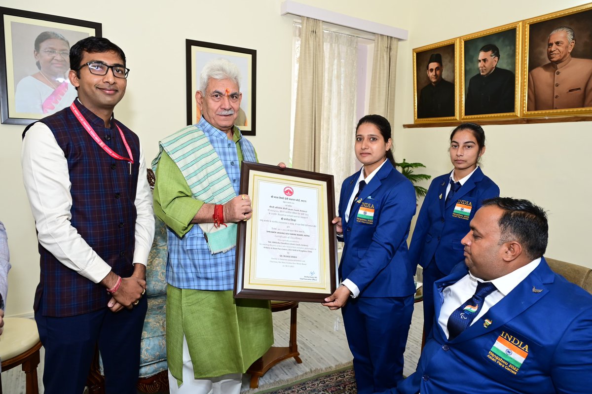 Interacted with our prodigious Para Archers Ms Sheetal Devi and Rakesh Kumar. Their outstanding performance at Asian Para Games have inspired the youth and the entire Union Territory is proud of them for bringing glory to the nation.