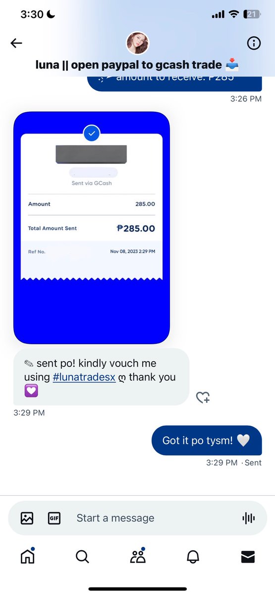Very Legit and Trusted trader Tysm po!!  #lunatradesx 

Pang ilang transac. ko na po with them very very kind and trustworthy 10000%! 🤍