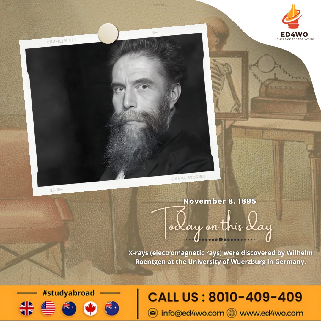 ed4wo_'s tweet image. On this day, X-rays lit up the world of discovery!

Wilhelm Roentgen's groundbreaking revelation at the University of Wuerzburg in Germany changed the course of science forever. 🇩🇪📚

#XRayDiscovery #WilhelmRoentgen #ScienceMilestone #ED4WO