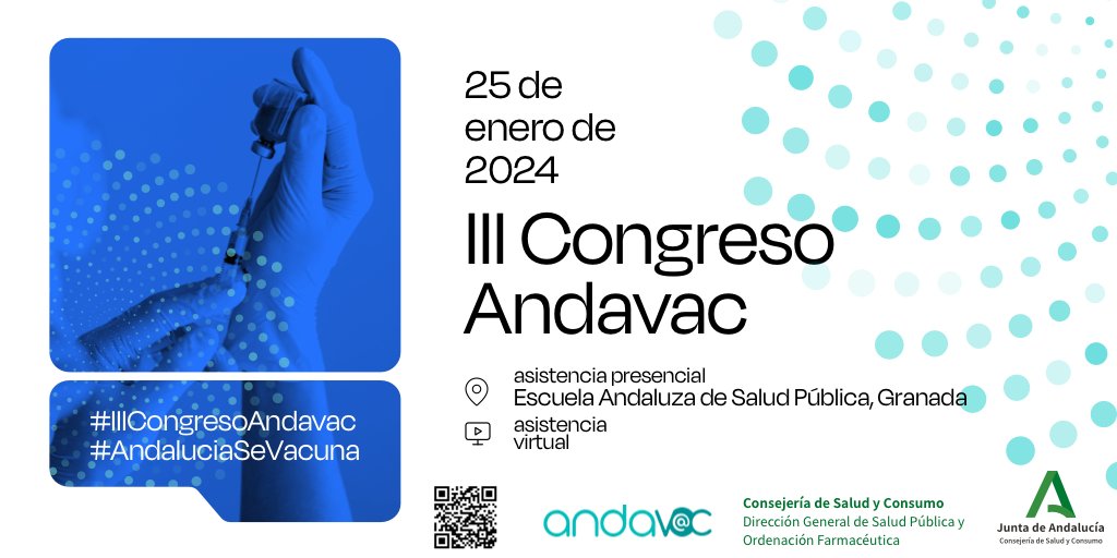 III CONGRESO ANDAVAC

🗓️ 25 de enero de 2024
🖥️ Presencial y virtual
👩‍⚕️  Dirigido a personal sanitario
  ℹ️    andavac.es/iii-congreso-a…

Abordaremos los temas más relevantes sobre #vacunas y presentaremos el calendario vacunal 2024

#AndaluciaSeVacuna #IIICongresoAndavac