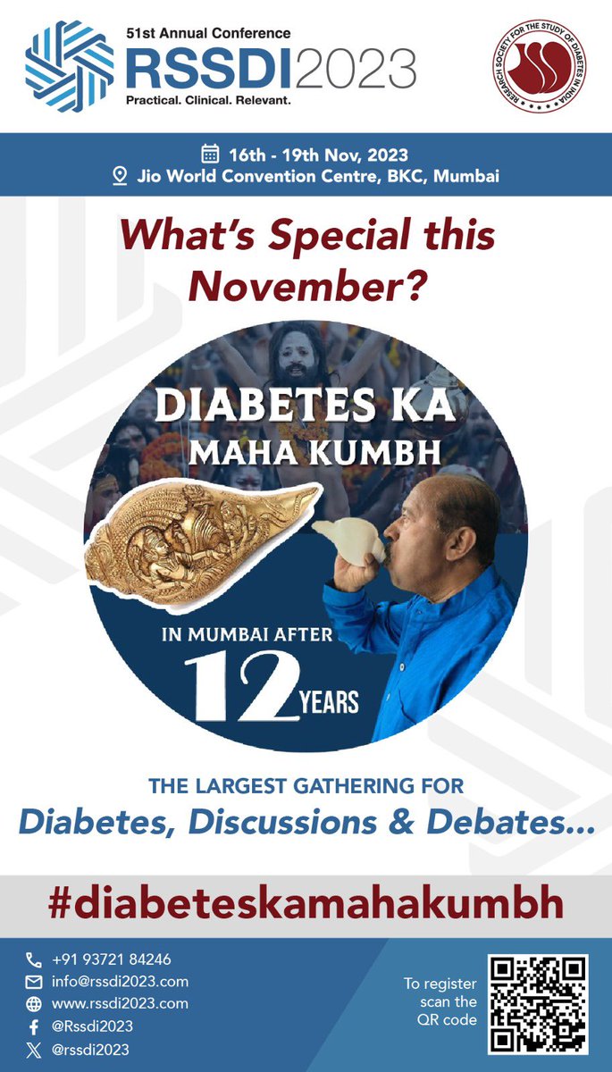 rssdi2023's tweet photo. @rssdi2023 - What’s special this November?
DIABETES KA MAHA KUMBH!

The Largest Gathering for DIABETES, DISCUSSIONS &amp; DEBATES!!
.
.
.
.
#conference #rssdi2023 #HealthcareInnovation #eventtrenders #eventmarketing #eventplanning #diabeteskamahakumbh #medivisionevents https://t.co/sebSmt0eOW