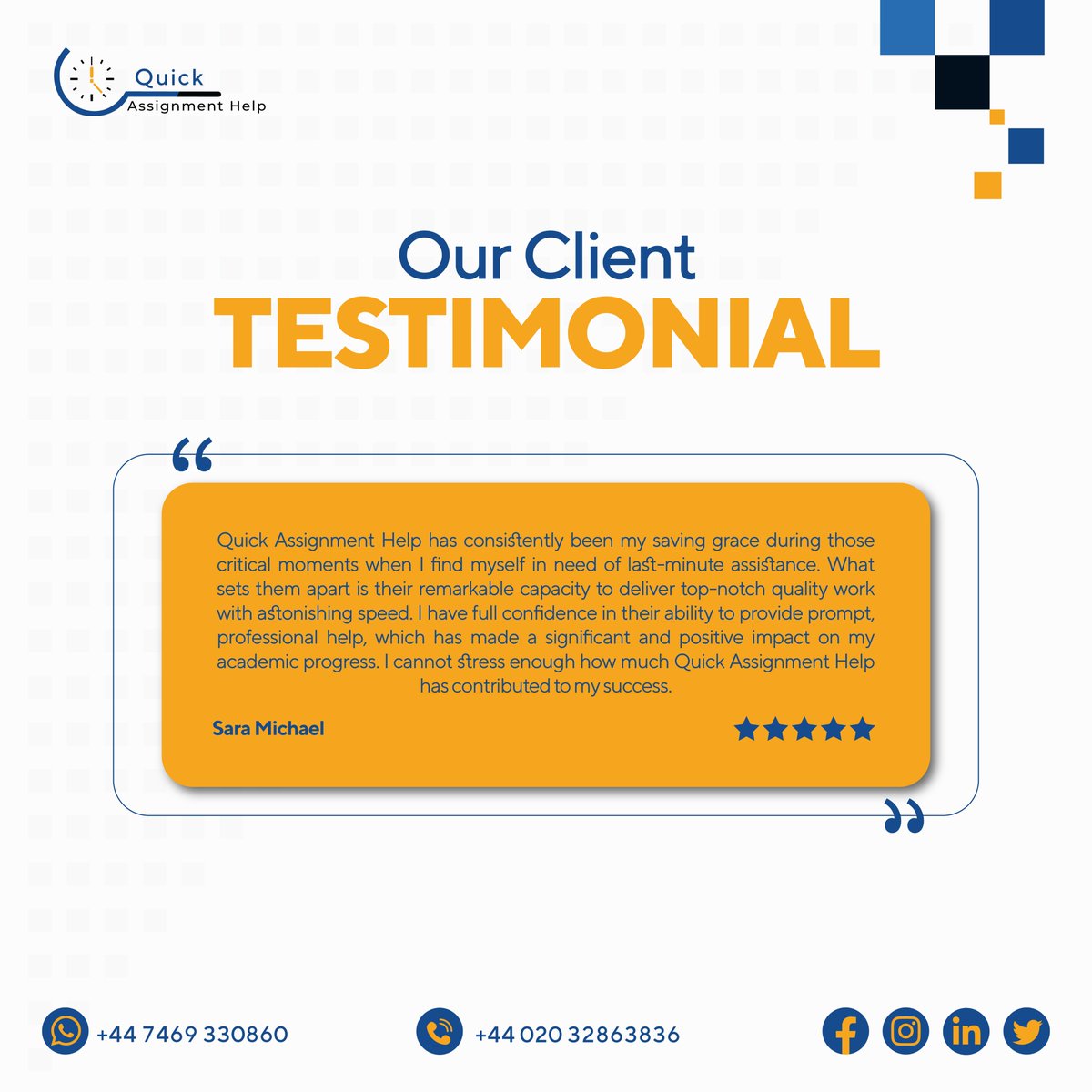 quikassignment's tweet image. Our clients' success stories speak for themselves. Thank you for trusting us with your journey!
#ClientTestimonials #SuccessStories #quickassignmenthelp #assignmenthelp #assignmentwriting #education