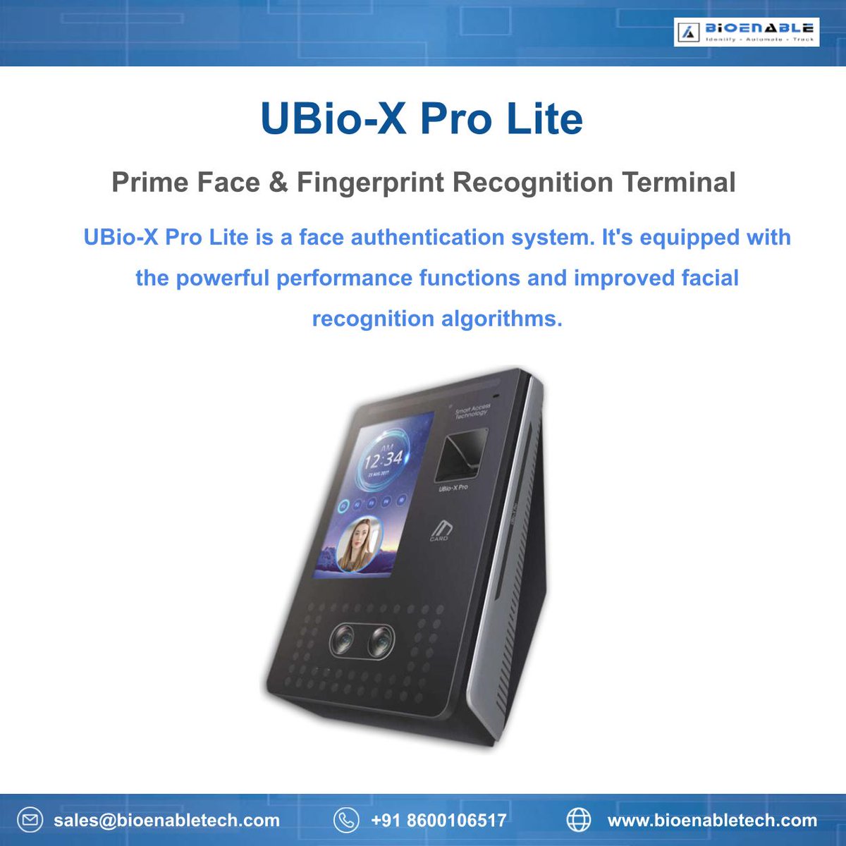 Bioenable's tweet image. 🌟 Experience the Prime Power of UBio-X Pro Lite: Face &amp;amp; Fingerprint Recognition Terminal! 💥 Enhance security with powerful performance and improved algorithms. 🚀 Unlock seamless access control

More details: bioenabletech.com/ubio-x-pro-lite

#FingerprintRecognition #EnhancedSecurity