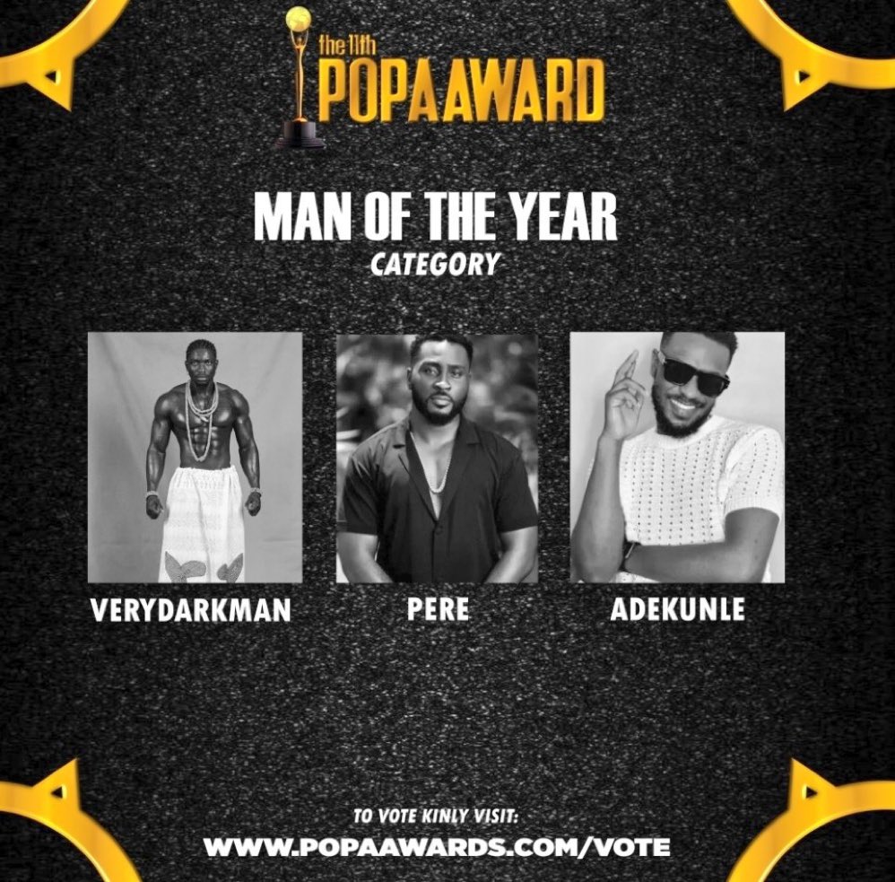 Oya ooh, Patriots ✊🏾 Mercenaries 🛡️Percy 💗 Let’s come together and do this for our General. You know why we are called Percy right? Cos it’s a combination of two great people. Let’s show <a href="/PereEgbi/">Pere Egbi ✊🏾</a> our Strength &amp; bring this home.
Vote For PERE MAN OF THE YEAR

Click below link,