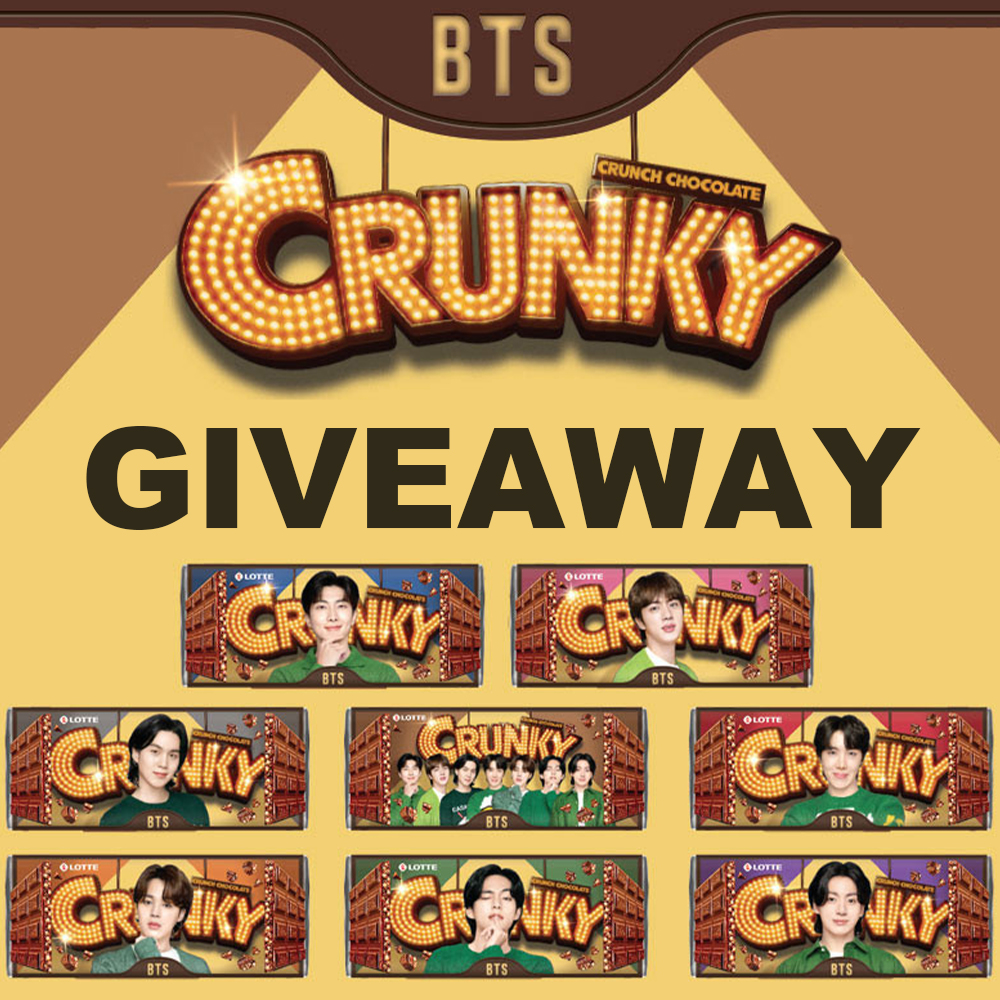 🎁Giveaway🎁 BTS CRUNKY CHOCOLATE 📌How to enter 1. Follow @kpophero_ 2. Like and RT this post💜🖤 3. Tag your friends under this photo 📢 Winners will be announced on November 30, 2023 #BTS #ARMY #Giveaway