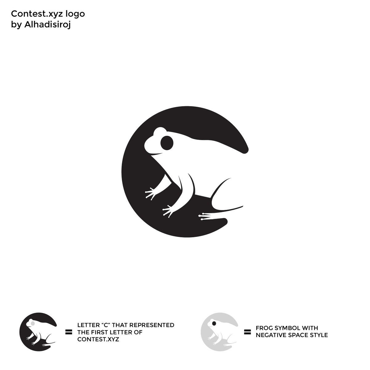 alhadisiroj's tweet photo. My original 2nd logo entry for @contestxyz logo contest
I combined letter "C" That represented the first letter of @contestxyz and frog with negative space style
hope you like my effort
#ContestLogoContest https://t.co/GgLFhE9DaO