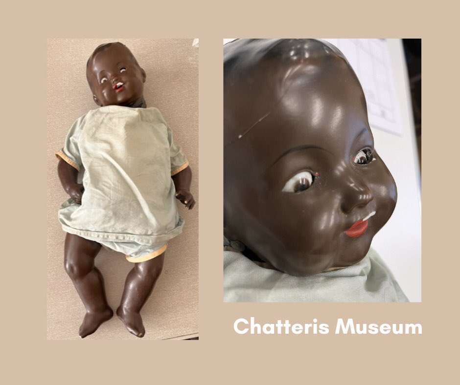 chatterismus's tweet image. 👶🏾🍼Too large and fragile to display was our wonderful Dream Baby doll (pictured), made before 1930.

#ChatterisMuseum #LibraryExhibition #Chatteris #ToysThroughTheAges #FromTheArchives #Toys #VintageToys #VintageGames #ToySellers
