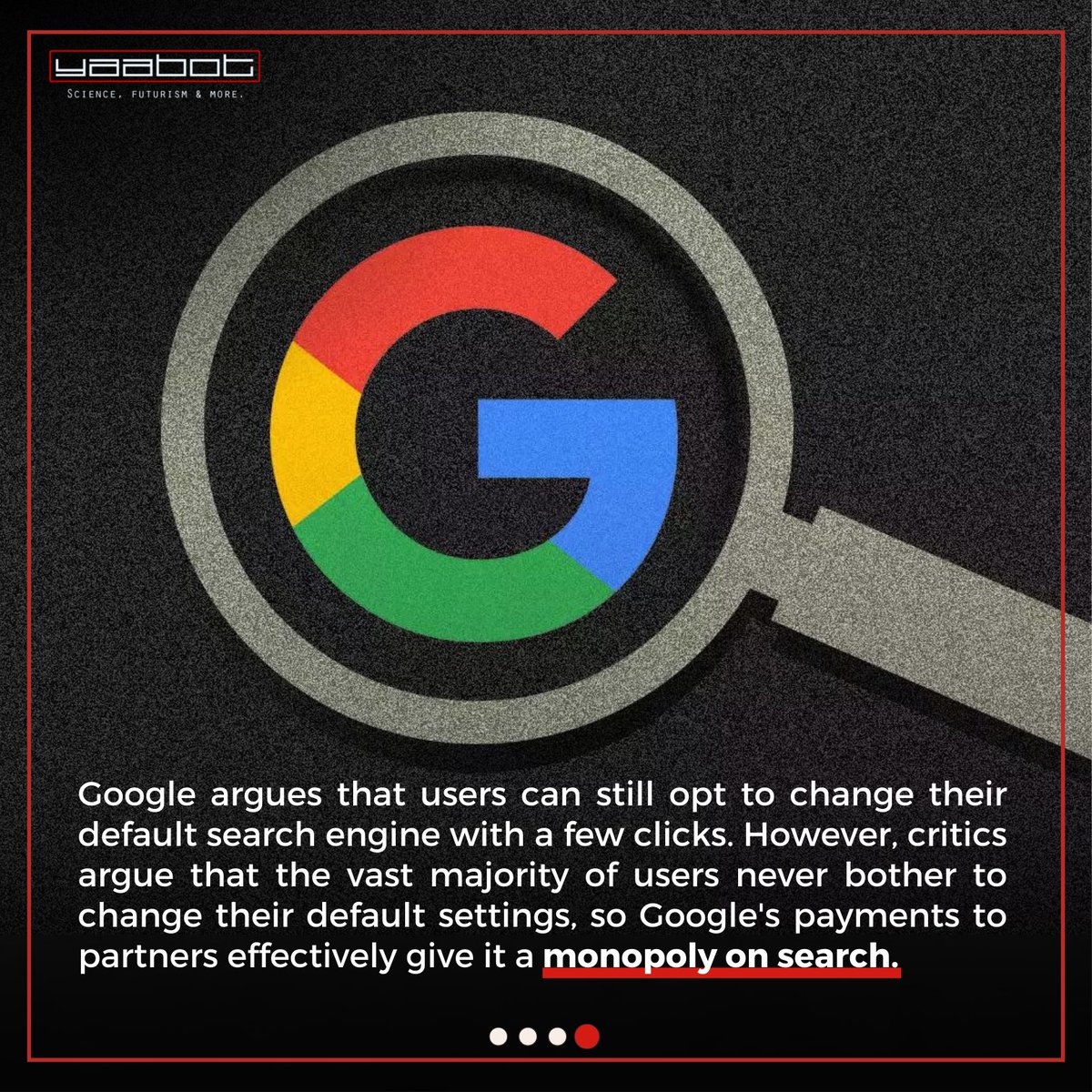 yaabot's tweet image. . @Google paid $26.3 billion in 2021 to be the default search engine on browsers. 
Is this a fair competition? 
The US Department of Justice is suing Google for antitrust violations, alleging that the company has illegally maintained its monopoly power.

#GoogleAntitrust #BigTech