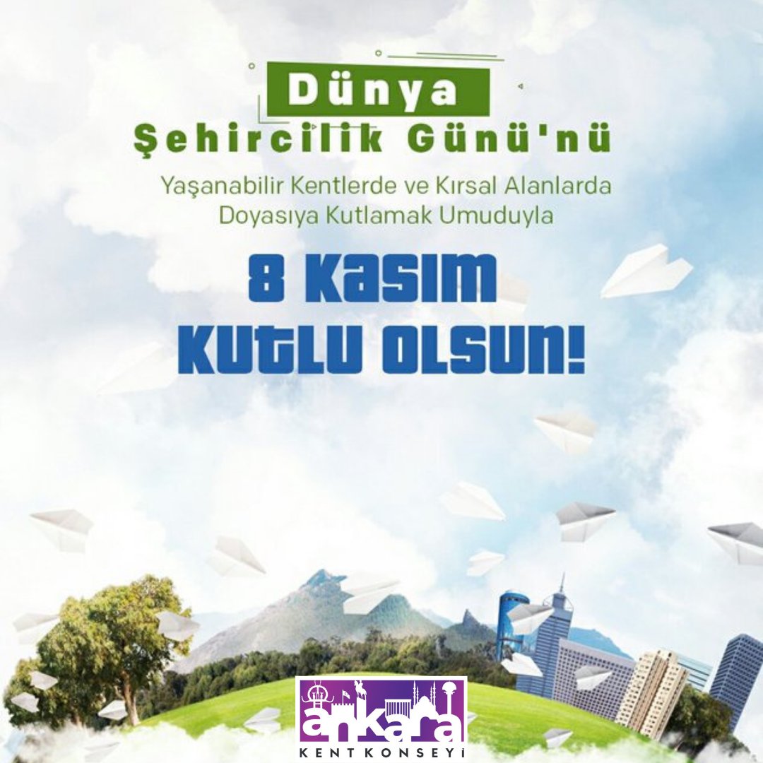 Kentlerimizin ve tüm yaşam alanlarımızın dününü, bugününü ve geleceğini önemsemek  ortak sorumluluğumuzdur. 
Sürdürülebilir, güvenli, yaşam kalitesi yüksek şehirler oluşturmak için sorumluluğumuzun farkında olmalıyız.

8 Kasım Dünya Şehircilik Günü Kutlu Olsun!