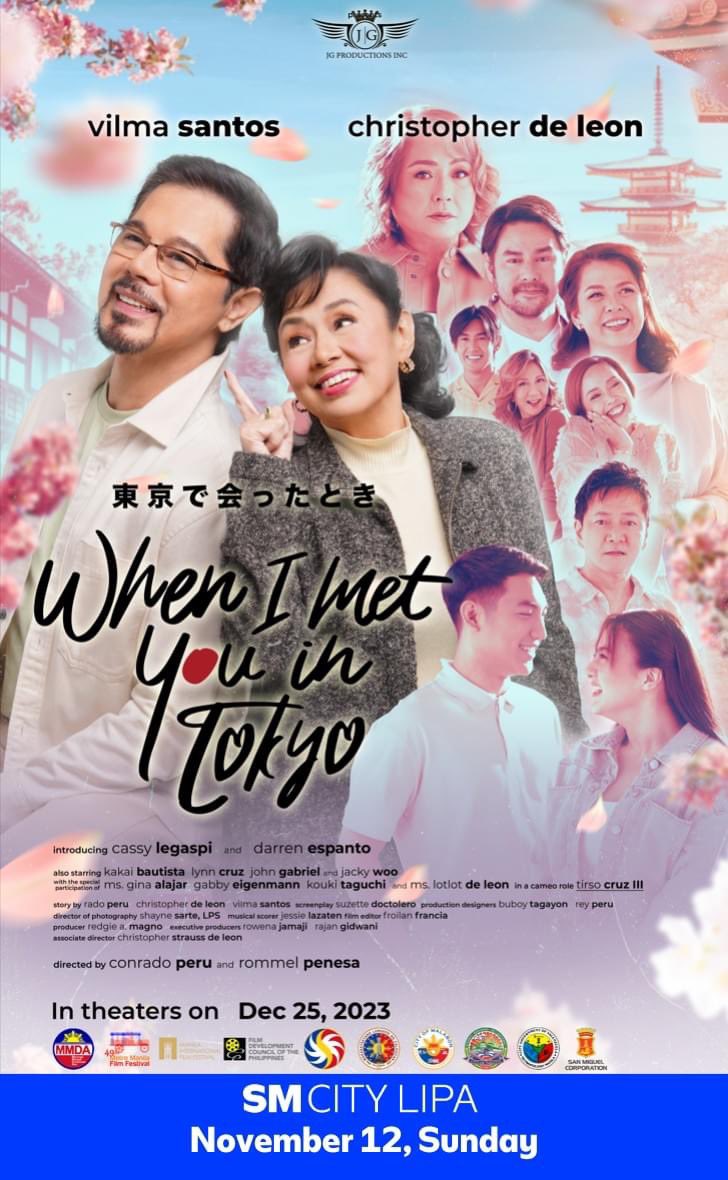 TheDarrenatics2's tweet photo. Get ready, Darrenatics! Meet the cast of When I Met You in Tokyo, starring Ms. Vilma Santos, Mr. Christopher De Leon, introducing Cassy Legaspi, and Darren Espanto, with the rest of the cast on Sunday, November 12, 4:00p.m. at SM Lipa, The Event Center! 

See you there, DNs team Batangas!

#DARREN @Espanto2001 
#WhenIMetYouInTokyo @WIMYITFILM