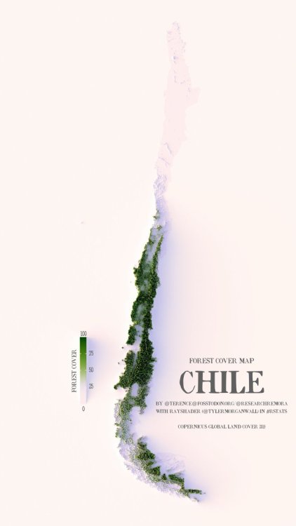 theepicmap's tweet photo. Forest cover map of Chile. https://t.co/hkQpFqmWc7