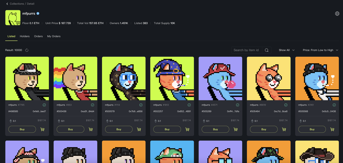 恭喜 #mfpurrs 经过3个月的洗盘、换手地板来到了0.1e

同时也恭喜我重仓的 #eths 单币3u

#eths 上线FacetSwap主网起飞后，资金会溢出至NFT板块(参考Ordi与比特蛙的关系)

如果你有猫，那么请联系我我拉你进 #Mfpurrs 家人群