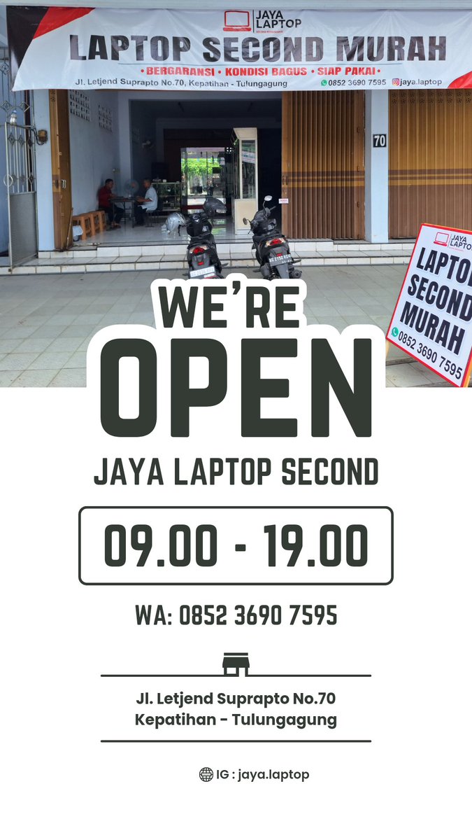 Bagi yang sedang mencari kebutuhan laptop area Tulungagung, silahkan mampir ke toko ya