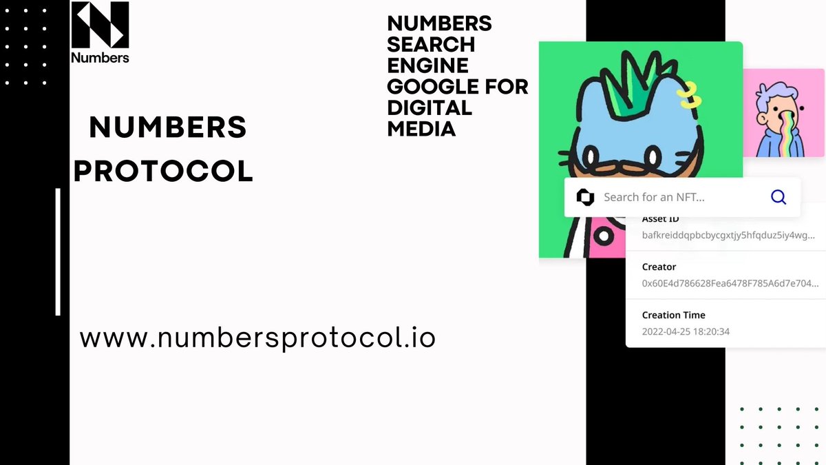 POkorji's tweet image. Numbers protocol is dedicated to your NFTs security, and as a member of #CP2A discover how the numbers search engine helps out too
@numbersprotocol is here for the long term goal
#ProvenanceTool
#AIProvenance