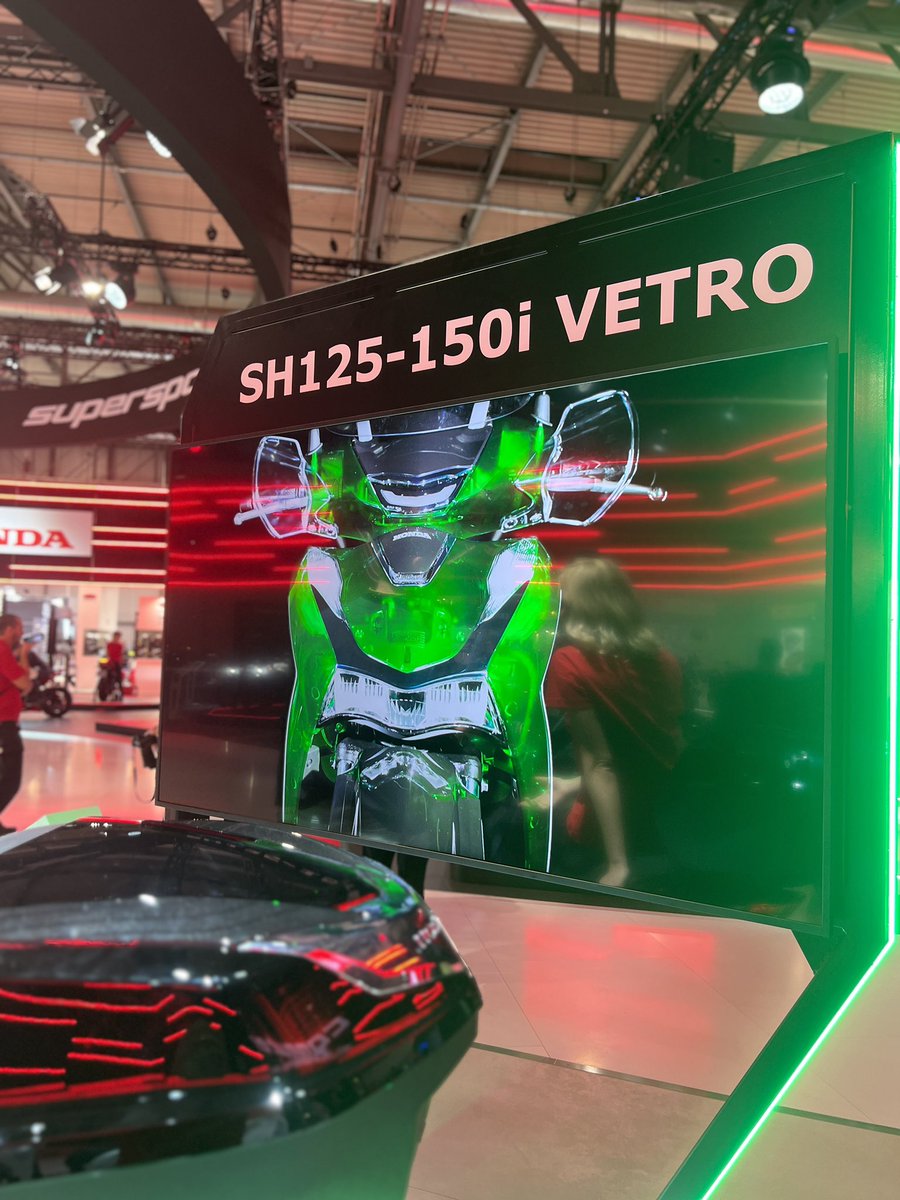 DobleHonda's tweet photo. One of the more unusual offers that we have from #Honda for 2024 is the new #SH125 #Vetro.
It features very distinctive and funky, Green translucent panels to complement the Black panel work. Although not a Ltd Edition, it’s going to be popular
#DobleMotorcyclesOnTourEicma2023 https://t.co/ifSl3CZrsX