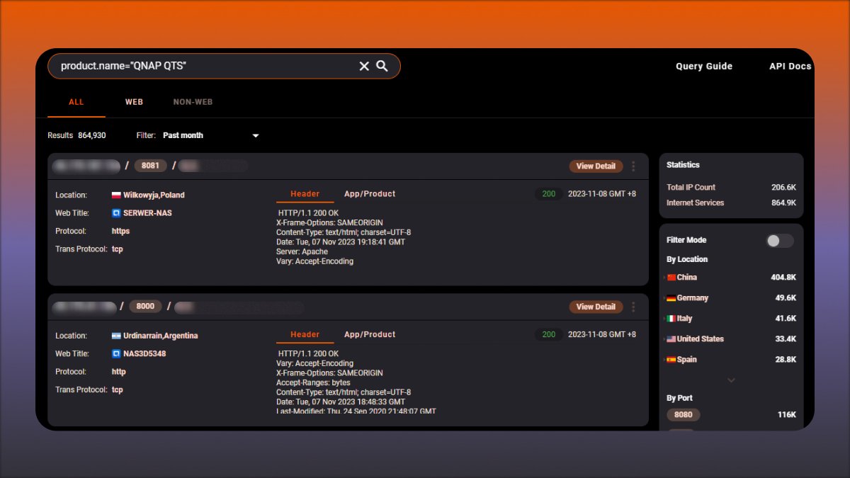 🚨Alert🚨QNAP Releases Patch for 2 Critical Flaws Threatening Your NAS Devices CVE-2023-23368 CVSS score:9.8 CVE-2023-23369 CVSS score:9.0 Hunter: hunter.how/list?searchVal… Dorks👇👇👇 FOFA : app='QNAP-NAS' SHODAN: os:'QTS' 📰Refer to thehackernews.com/2023/11/qnap-r… #infosec #Infosys