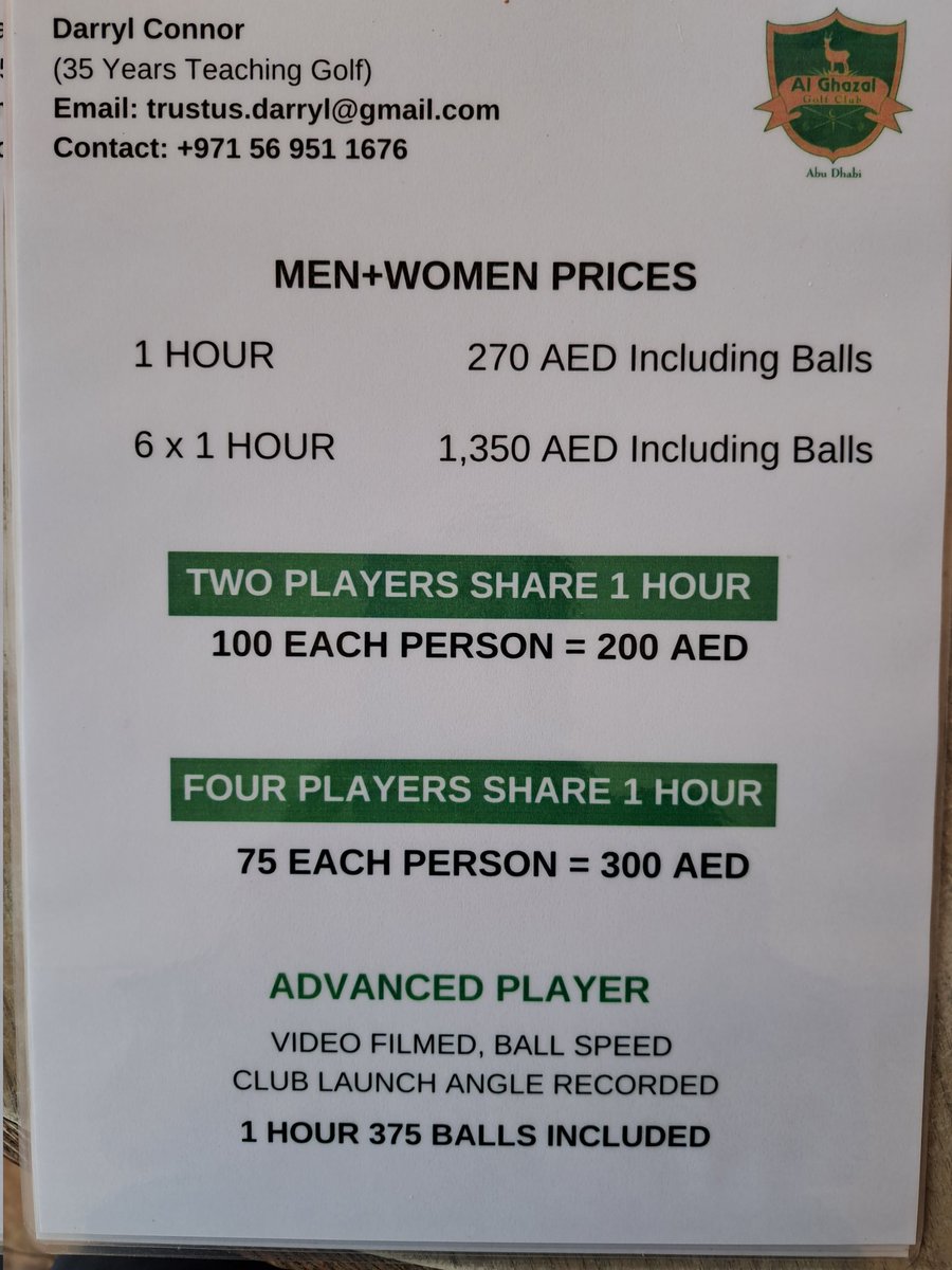 Golf lesson's November special,Al Ghazal golf club ,#golf,#golflessons,35 year's Teaching golf,prices and deals on poster,if you want to get better and start  improving your game,now is Time , all levels welcome