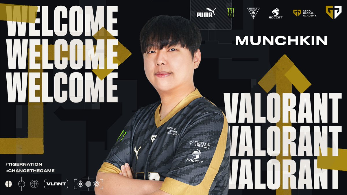 [Welcome, <a href="/MUNCHKING_/">Munchkin</a>]

MUNCHKIN IS BACK!
젠지 발로란트 팀에 새롭게 합류한 'Munchkin' 변상범 선수를 환영해주세요 👏

#TigerNation #GenGVAL