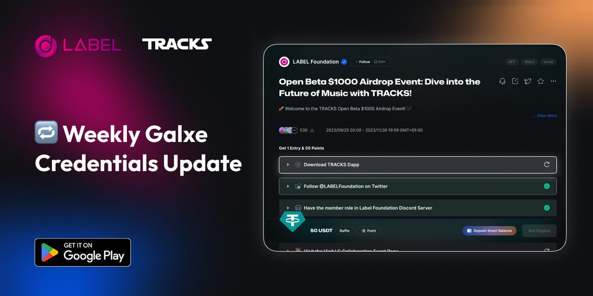 LABELFoundation's tweet image. 🔔 Weekly Galxe Credentials Update

‼️ Dear Airdrop Participants!

♻️ We manually update our airdrop credentials of Download Task on Galxe Open Beta $1000 Airdrop Event every Wednesday.

✅ Now you can simply go back to the mission, If you had trouble completing it, and if our…