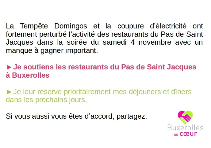Soyons solidaires avec les restaurants du Pas de Saint Jacques. #buxerolles