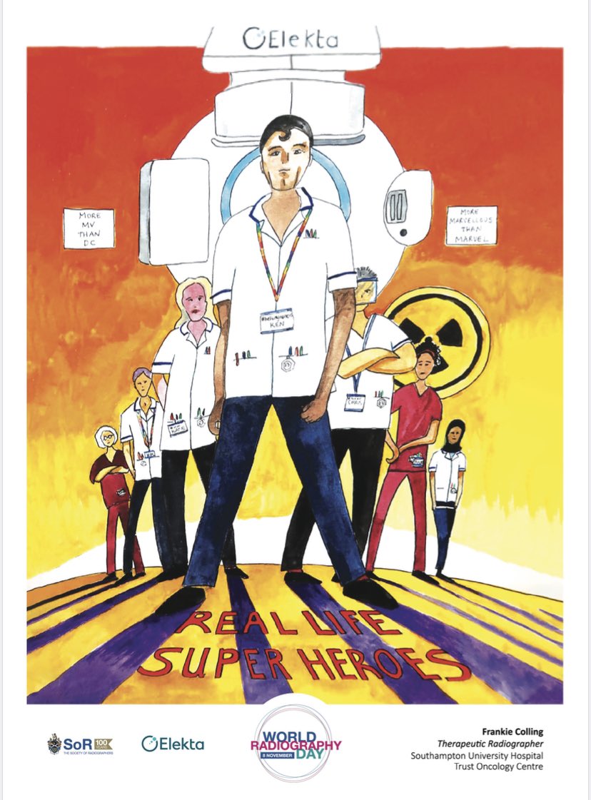 NuhRadiotherapy's tweet photo. We celebrate the discovery of X-rays today. Happy #WorldRadiographyDay to our team of Therapeutic Radiographers and team Diagnostic Radiographers @TeamNUH 👏 and the globe. Have a fab day 😁 🎉 🎂🩻☢️ https://t.co/JV9gDUGz7D