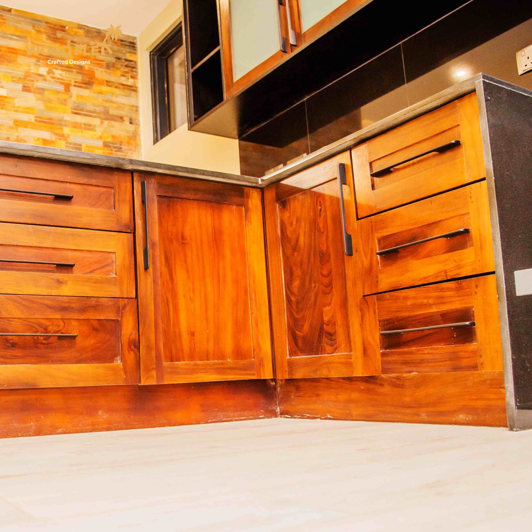 OUR WORK: We're trusted for delivering high quality and functional kitchen furniture and storage options for our clients. #KitchenFurniture #Cabinets 

For Inquiries Call 👉 0709 715 148
Website: wood-flex.com  
Location: Plot 1327 Kitetikka, Gayaza