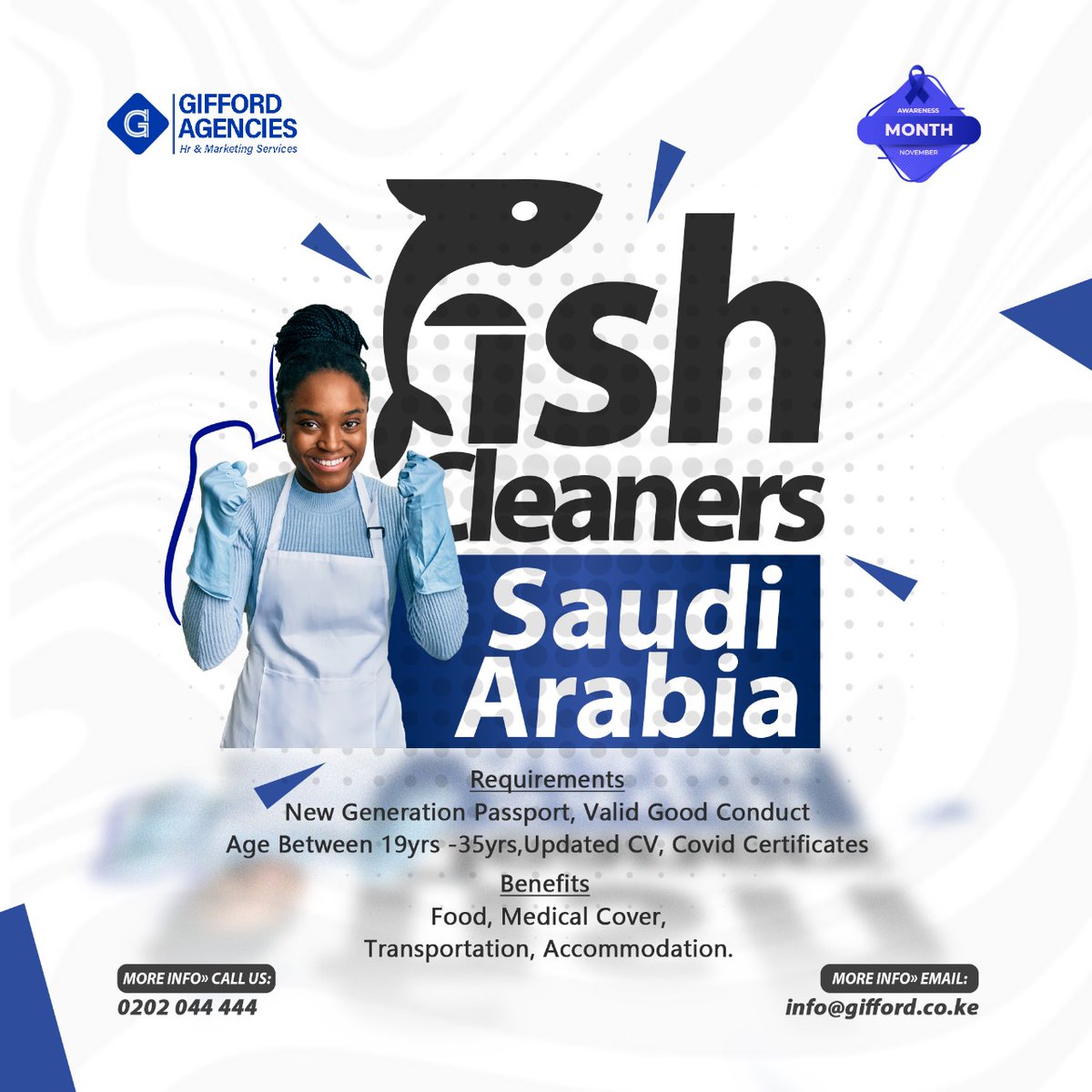 Fish Cleaners Needed in Saudi Arabia! #fishcleaners #saudiarabia #giffordagencies #workinsaudiarabia #JobVacancy_Alert #goviral #trendingnow #eldoret #kenya